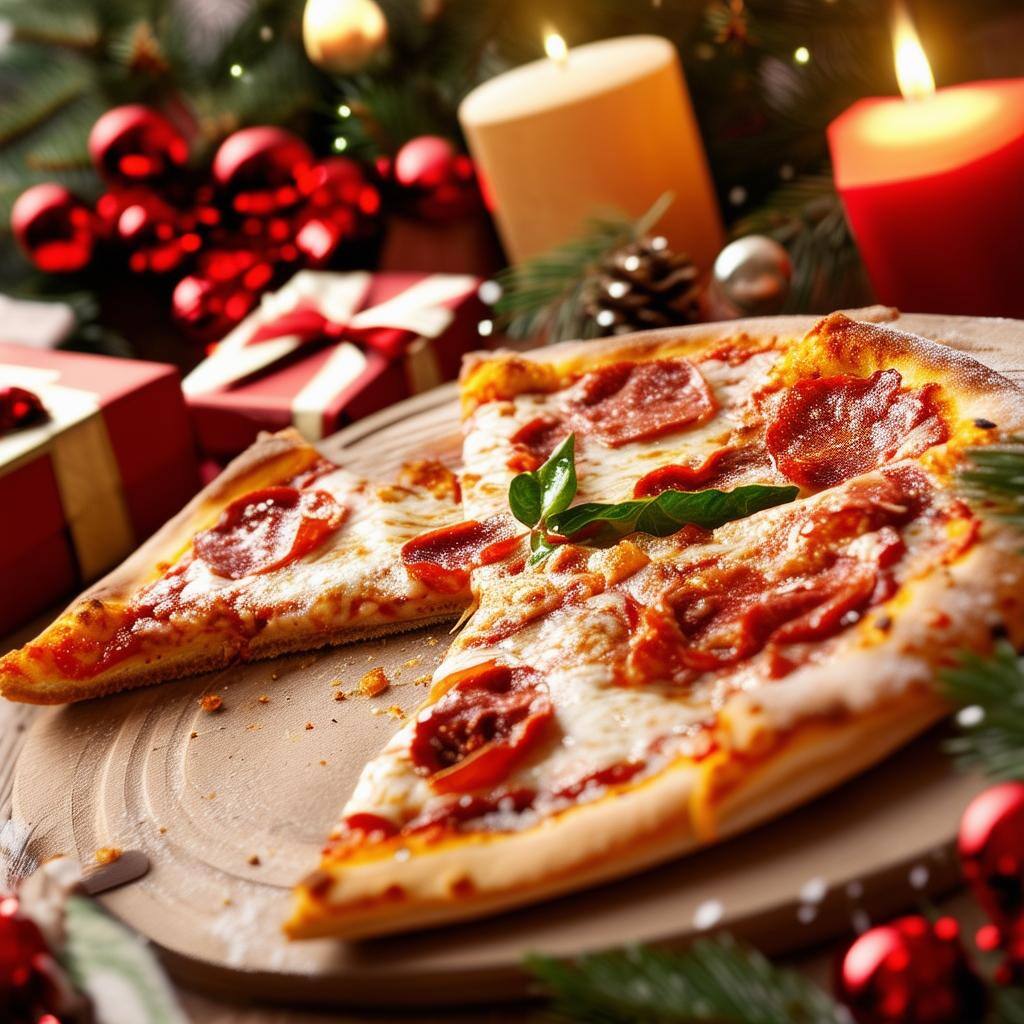 pizza and Christmas gift