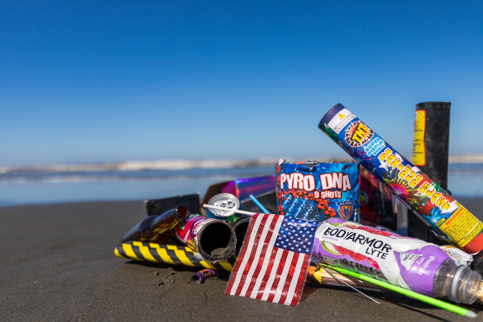 Patriotic Trash by the Ocean Water-3